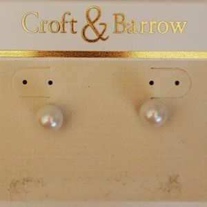 Unused Croft & Barrow Simulated Pearl Earring Studs (one pair)